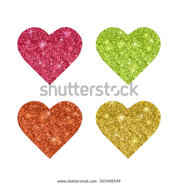 Gold Glitter Texture Set Hearts Object Stock Vector (Royalty Free ...