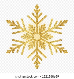 Gold glitter texture snowflake isolated on background.object for new year and merry christmas festival.poster,brochure.card.Vector illustration