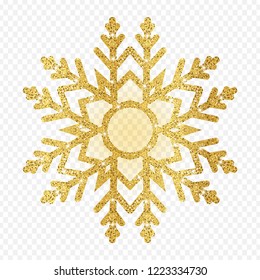 Gold glitter texture snowflake isolated on background.object for new year and merry christmas festival.poster,brochure.card.Vector illustration
