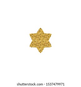 Gold glitter texture snowflake isolated on white background. Object for new year and merry christmas festival.poster,brochure.card. Vector illustration