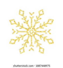 Brillo de nieve con textura de brillo dorado sobre fondo blanco para la decoración de árboles de Navidad, Vector, Ilustración.