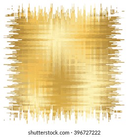 Gold Glitter Texture. Square border template isolated on white. Glowing New Year, Merry Christmas background. Golden blur card. Design template for flyer or invitation, advertising Vector Illustration