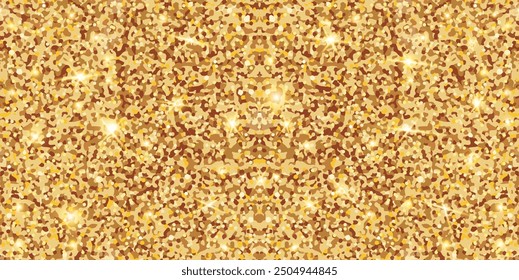 Gold glitter texture. Yellow sparkling glitter background. Shimmering festive backdrop.