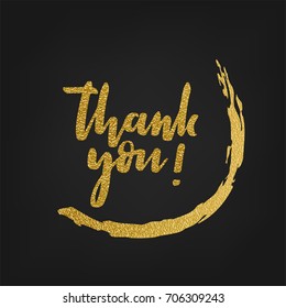 Gold Glitter Thank You Text Lettering Stock Vector (Royalty Free ...