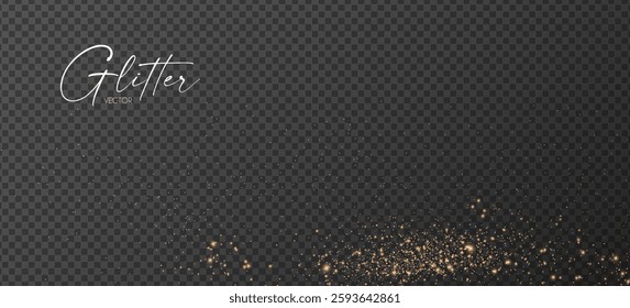 Gold glitter transparent effect. Elegant luxury gold dust. Shining light effect. Golden dust