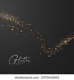 Gold glitter transparent effect. Elegant luxury gold dust. Shining light effect. Golden dust