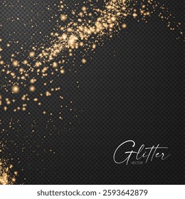 Gold glitter transparent effect. Elegant luxury gold dust. Shining light effect. Golden dust