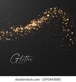 Gold glitter transparent effect. Elegant luxury gold dust. Shining light effect. Golden dust
