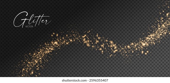 Gold glitter transparent effect. Elegant luxury gold dust. Shining light effect. Golden dust