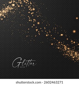 Gold glitter transparent effect. Elegant luxury gold dust. Shining light effect. Golden dust