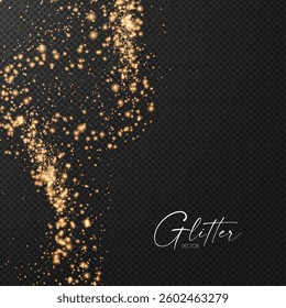 Gold glitter transparent effect. Elegant luxury gold dust. Shining light effect. Golden dust
