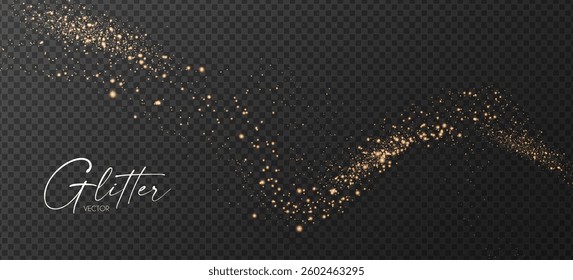 Gold glitter transparent effect. Elegant luxury gold dust. Shining light effect. Golden dust