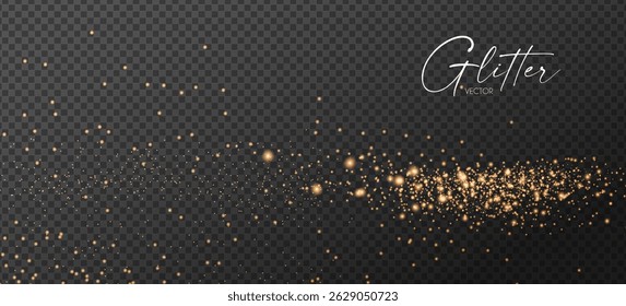 Gold glitter transparent effect. Elegant luxury gold dust. Shining light effect. Golden dust