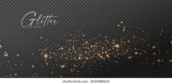 Gold glitter transparent effect. Elegant luxury gold dust. Shining light effect. Golden dust