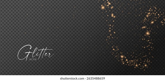 Gold glitter transparent effect. Elegant luxury gold dust. Shining light effect. Golden dust