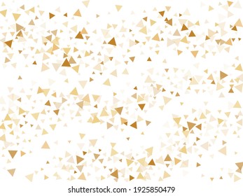 Gold glitter triangles confetti chic vector background. Triangle sparkles dust geometric party backdrop. Shiny gold confetti festive vector illustration. Bright golden glitter. 
