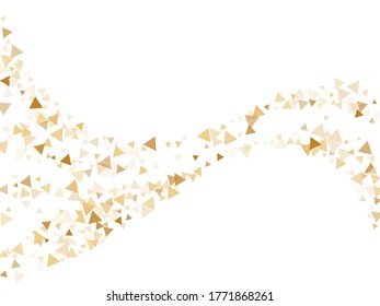 Gold glitter triangles confetti glamour vector background. Triangle sparkles dust geometric christmas backdrop. Shiny gold confetti festive vector illustration. Bright golden glitter. 