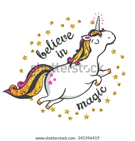 Gold Glitter Unicorn Isolated On White témájú stockvektorkép (jogdíjmentes) 345396419 – Shutterstock