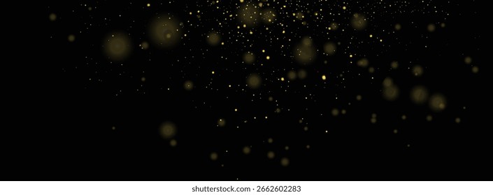 Diseño de fondo aislado de confeti de Vector con purpurina dorada