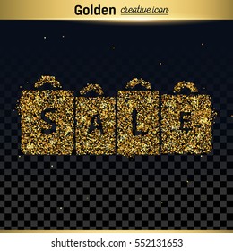 Gold glitter vector icon