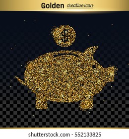 Gold glitter vector icon