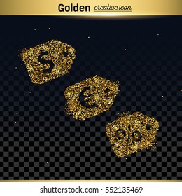 Gold glitter vector icon