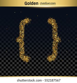 Gold glitter vector icon