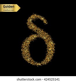 Gold glitter vector icon of alpha isolated on background. Art creative concept illustration for web, glow light confetti, bright sequins, sparkle tinsel, abstract bling, shimmer dust, foil.