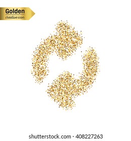 Gold glitter vector icon of arrows isolated on background. Art creative concept illustration for web, glow light confetti, bright sequins, sparkle tinsel, abstract bling, shimmer dust, foil