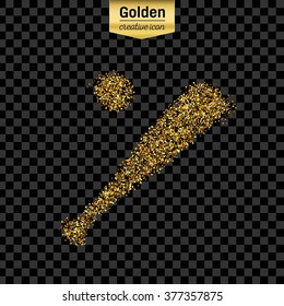 Gold glitter vector icon of Baseball isolated on background. Art creative concept illustration for web, glow light confetti, bright sequins, sparkle tinsel, abstract bling, shimmer dust, foil.