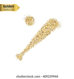 Gold glitter vector icon of Baseball isolated on background. 