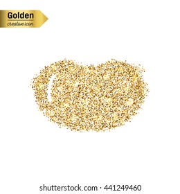 Gold glitter vector icon of bean rocket isolated on background. Art creative concept illustration for web, glow light confetti, bright sequins, sparkle tinsel, abstract bling, shimmer dust, foil.