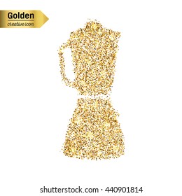 Gold glitter vector icon of blender isolated on background. Art creative concept illustration for web, glow light confetti, bright sequins, sparkle tinsel, abstract bling, shimmer dust, foil.