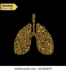 Gold glitter vector icon of Breath isolated on background. Art creative concept illustration for web, glow light confetti, bright sequins, sparkle tinsel, abstract bling, shimmer dust, foil.