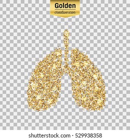 Gold glitter vector icon of Breath isolated on background. Art creative concept illustration for web, glow light confetti, bright sequins, sparkle tinsel, abstract bling, shimmer dust, foil.