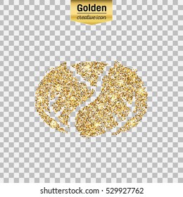 Gold glitter vector icon of cabbage isolated on background. Art creative concept illustration for web, glow light confetti, bright sequins, sparkle tinsel, abstract bling, shimmer dust, foil.