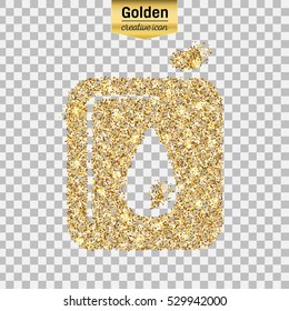 Gold glitter vector icon of canister isolated on background. Art creative concept illustration for web, glow light confetti, bright sequins, sparkle tinsel, bling logo, shimmer dust, foil.