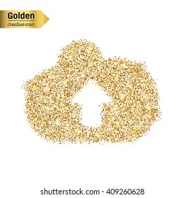Gold glitter vector icon of cloud isolated on background. 