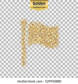 Gold glitter vector icon of flag isolated on background. Art creative concept illustration for web, glow light confetti, bright sequins, sparkle tinsel, abstract bling, shimmer dust, foil.