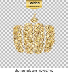 Gold glitter vector icon of gourd isolated on background. Art creative concept illustration for web, glow light confetti, bright sequins, sparkle tinsel, abstract bling, shimmer dust, foil.