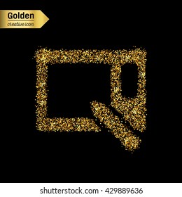 Gold glitter vector icon of graphics tablet isolated on background. Art creative concept illustration for web, glow light confetti, bright sequins, sparkle tinsel, abstract bling, shimmer dust, foil.