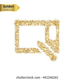 Gold glitter vector icon of graphics tablet isolated on background. Art creative concept illustration for web, glow light confetti, bright sequins, sparkle tinsel, abstract bling, shimmer dust, foil.