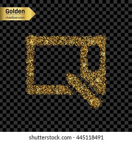 Gold glitter vector icon of graphics tablet isolated on background. Art creative concept illustration for web, glow light confetti, bright sequins, sparkle tinsel, abstract bling, shimmer dust, foil.