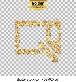 Gold glitter vector icon of graphics tablet isolated on background. Art creative concept illustration for web, glow light confetti, bright sequins, sparkle tinsel, abstract bling, shimmer dust, foil.