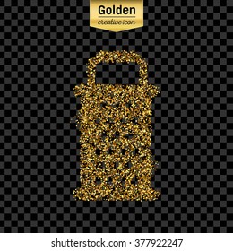 Gold glitter vector icon of grater isolated on background. Art creative concept illustration for web, glow light confetti, bright sequins, sparkle tinsel, abstract bling, shimmer dust, foil.