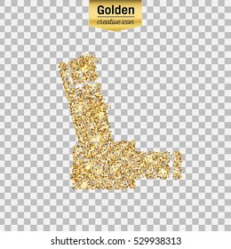 Gold glitter vector icon of ivInhaler isolated on background. Art creative concept illustration for web, glow light confetti, bright sequins, sparkle tinsel, abstract bling, shimmer dust, foil.
