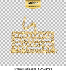 Gold glitter vector icon of keyboard isolated on background. Art creative concept illustration for web, glow light confetti, bright sequins, sparkle tinsel, abstract bling, shimmer dust, foil.