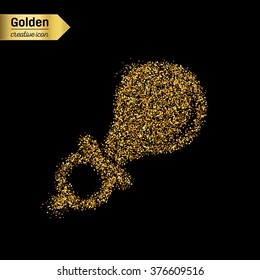 Gold glitter vector icon of nipple isolated on background. Art creative concept illustration for web, glow light confetti, bright sequins, sparkle tinsel, abstract bling, shimmer dust, foil.