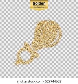 Gold glitter vector icon of nipple isolated on background. Art creative concept illustration for web, glow light confetti, bright sequins, sparkle tinsel, abstract bling, shimmer dust, foil.
