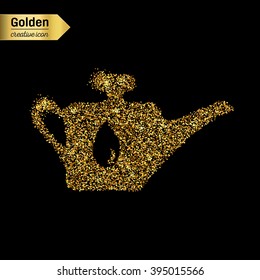 Gold glitter vector icon of oil lubricator isolated on background. Art creative concept illustration for web, glow light confetti, bright sequins, sparkle tinsel, bling logo, shimmer dust, foil.